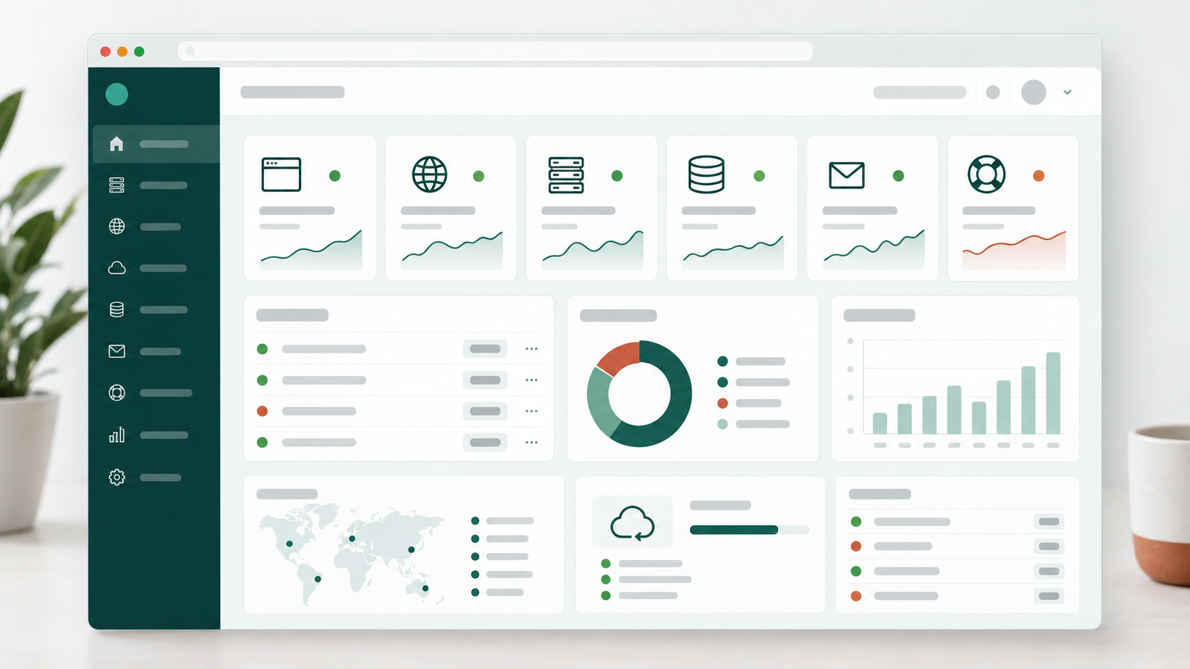 Fictional Tervani hosting control panel dashboard preview